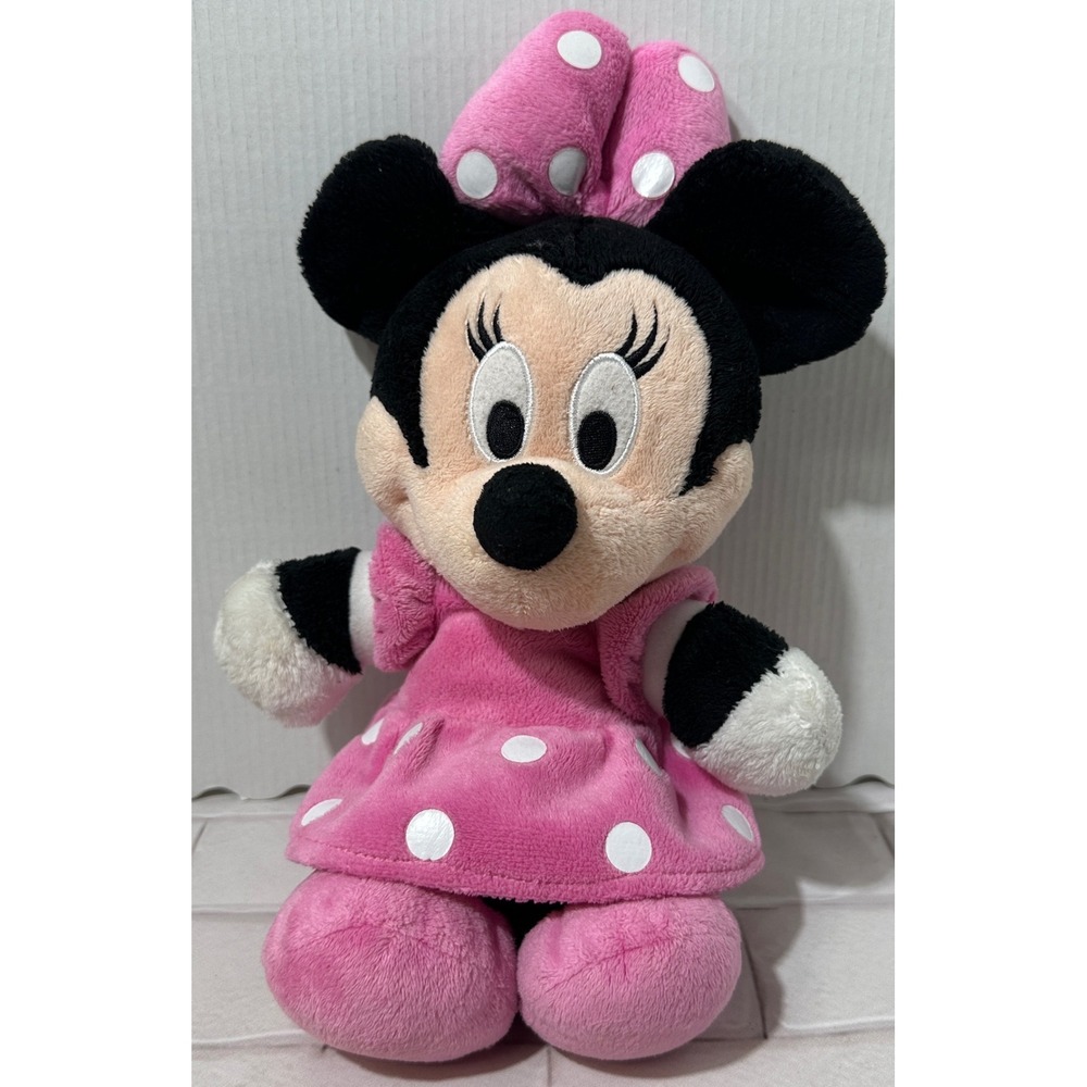 Disney Minnie Mouse‎ Plush Pink Polka Dot Dress Stuffed Toy 10 inch